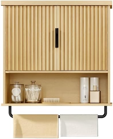 VASAGLE Bathroom Cabinet Wall Mounted, Towel Bar, 7.9 x 23.6 x 28.7 Inches