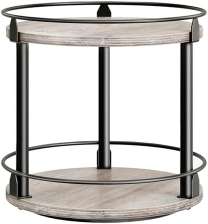 YATINEY Lazy Susan Organizer, Rotating Spice Rack, 2 Tier Spice Turntable Organizer, Industrial Turntable Spice Holder, for Kitchen Countertop and Cabinet, Compact and Versatile, Greige SR22BG