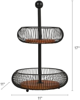 Gourmet Basics by Mikasa Westfield Fruit Kitchen Bathroom Storage Basket, 2 Tier