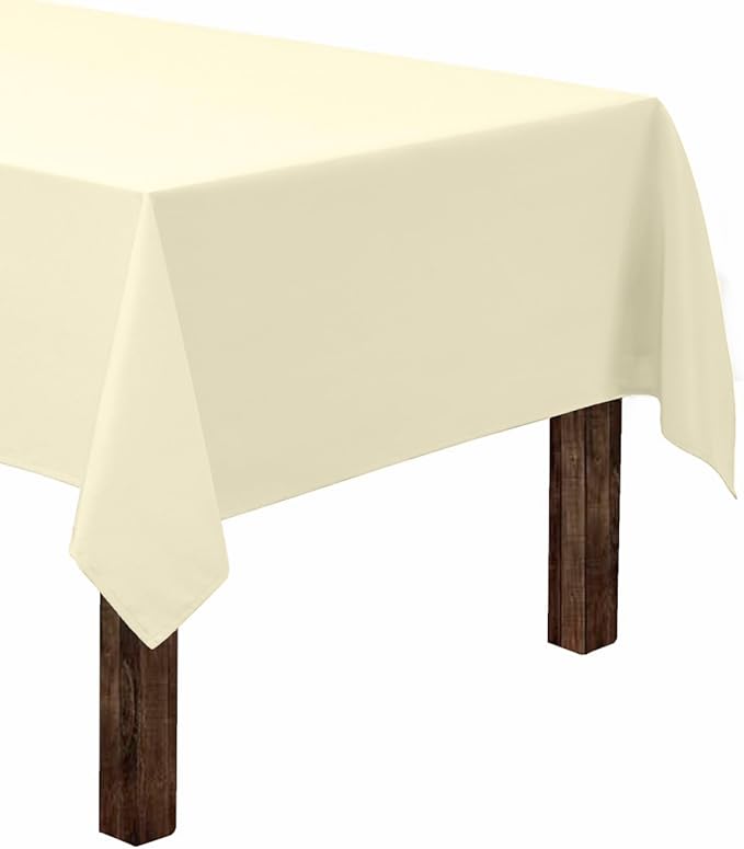 Gee Di Moda Rectangle Tablecloth - 60 x 126 Inch Ivory Table Cloth for 8 Foot Rectangle Table - Heavy Duty Washable Fabric - for 8 Ft Buffet Table, Holiday Party, Dinner, Wedding & Baby Shower