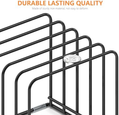 KORRTFID Kitchen Cabinet Organizer, Steel Cookware Holder, Divided Holder with 5 Slots for Skillets Baking Tray and Chopping Board Rack - Baking Pan Holder Storage (2 PCS)