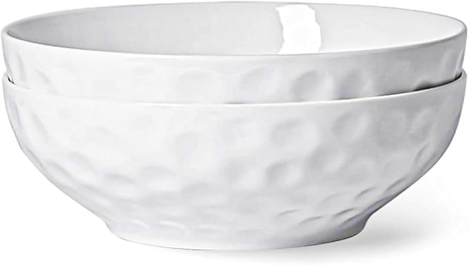 Large Pasta Bowls Set of 2, 9 Inch Pasta Serving Bowl Dinner Bowls, Wide and Shallow Microwave Dishwasher Safe Bowl Set of 2