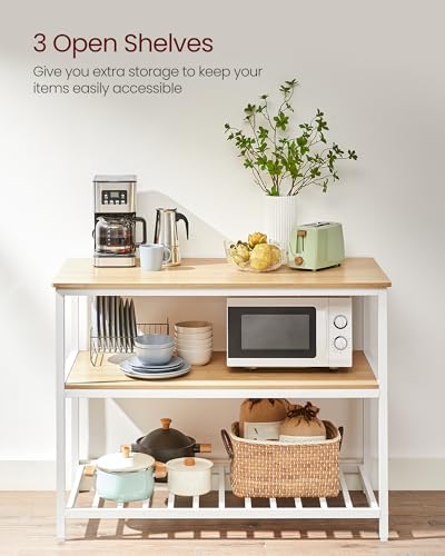 VASAGLE Kitchen Island with 3 Shelves, Storage Cabinet, Steel Structure