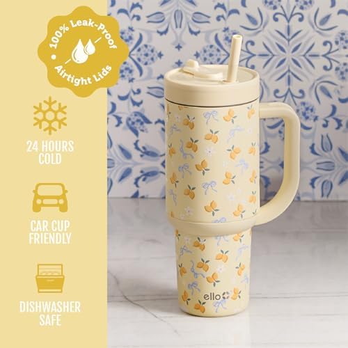 Ello Oasis 40oz Insulated Stainless Steel Tumbler with Straw, Main Squeeze