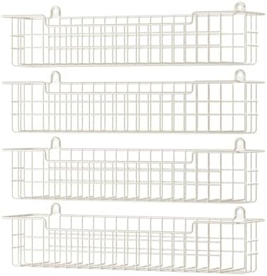 Spice Rack, 4-Pack Seasoning Organizer Wall Mount for Kitchen Storage Organization, Spice Holder Metal Shelf Saving Space for Cabinet, RV, Pantry, White