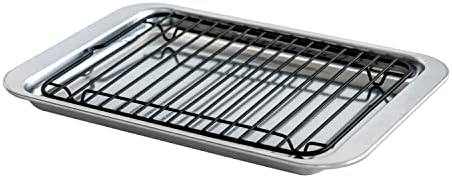 Nordic Ware Naturals 5 Piece Compact Pan Set, Toaster Oven, Counter Ovens, Air Fryer and Broiler Safe, Size for 1-2 Portions - Includes Rectangular Pan, Muffin Pan, Baking Sheet, Broiling Rack and Lid