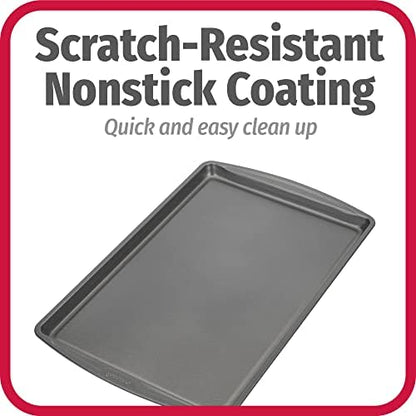 GoodCook Everday Nonstick Carbon Steel 17 x 11-Inch Baking Sheet Set, 2 Pack – Medium Sized Cooking Pans, Bakeware Set, Cookie Sheets for Baking, Oven Pan Set