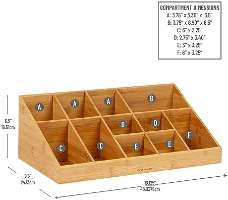 Mind Reader Cup and Condiment Station, Countertop Org, Coffee Bar, Rayon from Bamboo Cup, 18.125"L x 9.5"W x 6.5"H, Brown