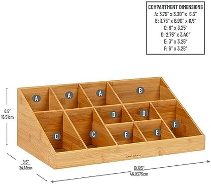 Mind Reader Cup and Condiment Station, Countertop Org, Coffee Bar, Rayon from Bamboo Cup, 18.125"L x 9.5"W x 6.5"H, Brown