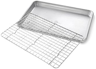 USA Pan Bakeware Quarter Sheet Baking Pan and Bakeable Nonstick Cooling Rack Set, Metal