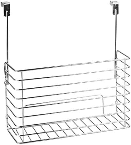iDesign Classico Metal Over the Cabinet Kitchen Bakeware Organizer Basket for Cutting Boards, Baking Sheets, Pans, 13.73" x 5.18" x 14.2" - Chrome