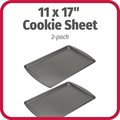 GoodCook Everday Nonstick Carbon Steel 17 x 11-Inch Baking Sheet Set, 2 Pack – Medium Sized Cooking Pans, Bakeware Set, Cookie Sheets for Baking, Oven Pan Set