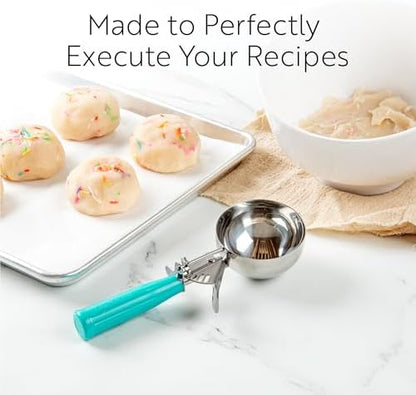 Restaurantware 1.1 Ounce Portion Scoop, 1 Trigger Release Stainless Steel Cookie Scoop - With Black Handle, Stainless Steel Disher, For Portion Control, Cookie Dough, Cupcake Batter, Or Ice Cream