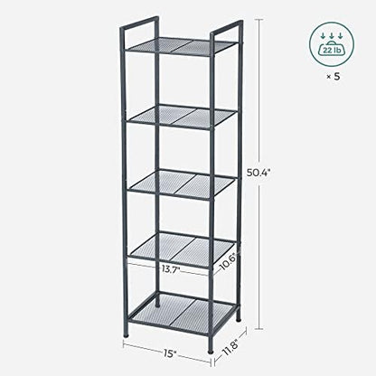 SONGMICS 5-Tier Storage Rack, Bathroom Shelf, Extendable Plant Stand