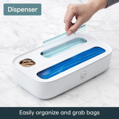 YouCopia StoraBag Drawer Food Bags Dispenser, 3-Slot, Plastic Sandwich Bag Organizer For Kitchen Storage, White