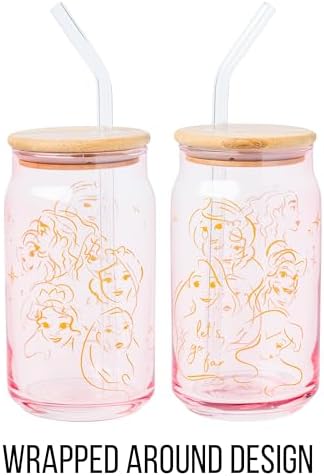 Silver Buffalo Disney Princess, Glass Tumbler, 16oz