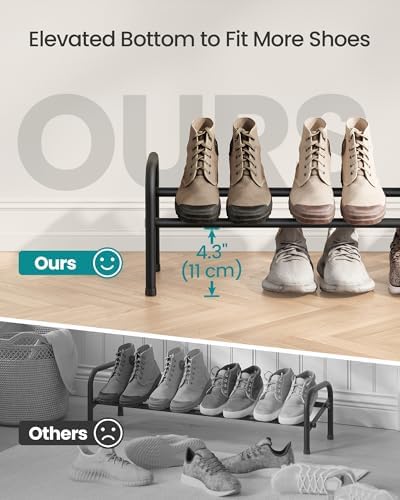 SONGMICS Expandable Shoe Rack, 1-Tier Metal Shoe Organizer, Holds 10 Pairs