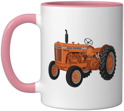 Vintage Allis-Chalmers WD 45 Classic Tractor Ceramic Mug, Pink/White, 11oz
