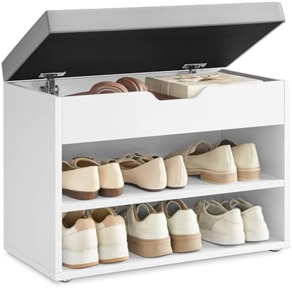 VASAGLE Storage Bench with Cushion, Shoe Bench, 11.8 x 23.6 x 17.3 Inches