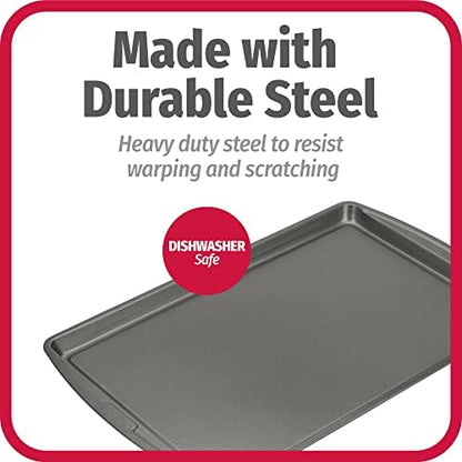GoodCook Everday Nonstick Carbon Steel 17 x 11-Inch Baking Sheet Set, 2 Pack – Medium Sized Cooking Pans, Bakeware Set, Cookie Sheets for Baking, Oven Pan Set