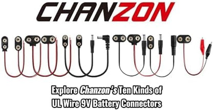 CHANZON UL Wires 9v Battery Adapter Converter 9 Volt Power Guitar Cable Clip with 2.1mm x 5.5mm Male 5Pcs T-Type Plastics Termianl