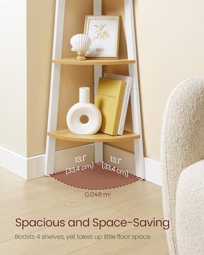 VASAGLE 4-Tier Corner Shelf Stand, Modern Ladder Shelf