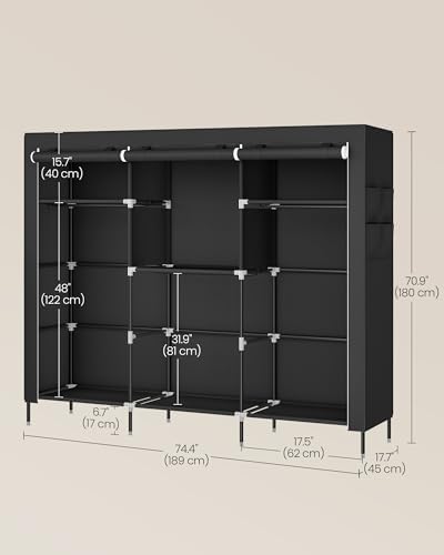 SONGMICS Portable Closet, Fabric Wardrobe, Clothes Rack with Shelves