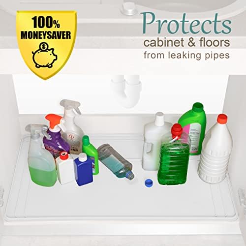 Original Under Sink Mat - Adjustable Silicone, Waterproof Vanity Mat - 28" x 19" or Smaller