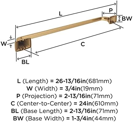 Amerock BH36014CZ | Champagne Bronze Towel Bar | 24 inch (610 mm) Center-to-Center Towel Rack | Highland Ridge | Bathroom Towel Holder | Bathroom Hardware | Bath Accessories