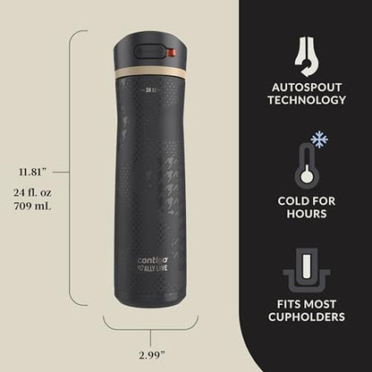 Contigo x Ally Love Ashland Chill 2.0, Stainless Steel, Spill Proof Water Bottle with AutoPop Easy Lean Lid, BPA Free, 24oz, Licorice