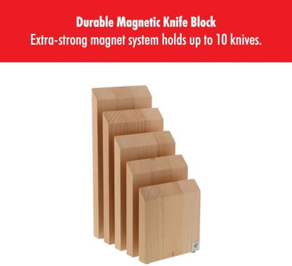 ZWILLING Upright Magnetic Knife Block, Made in Italy, Natural Beechwood Kitchen Knife Holder, Contemporary Countertop Storage
