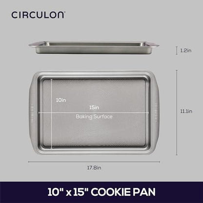 Circulon Nonstick Bakeware, Nonstick Cookie Sheet / Baking Sheet - 10" x 15", Gray