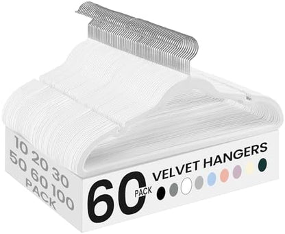 SONGMICS Velvet Hangers 60 Pack, Non-Slip Clothes Hangers, Space-Saving