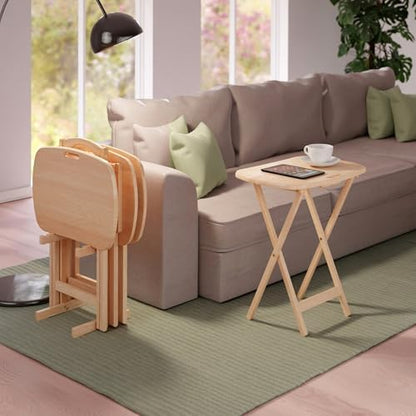 Winsome Lucca Set of 4 Foldable Snack Tables with Storage Rack