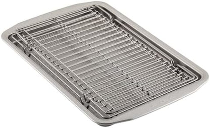 Circulon Bakeware Baking Sheet/Cookie Pan and Cooling Rack Set, 3 Piece, Gray