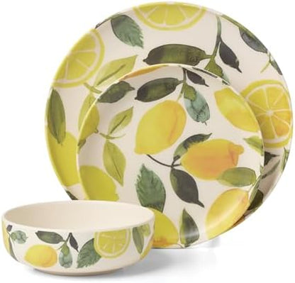 Oneida 24 Seven Lemon Melamine 12-Piece Dinnerware Set for 4