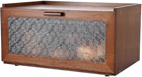 ETMI Vintage Bread Box for Kitchen Countertop - Retro Brown Bread Storage Box Breadbox
