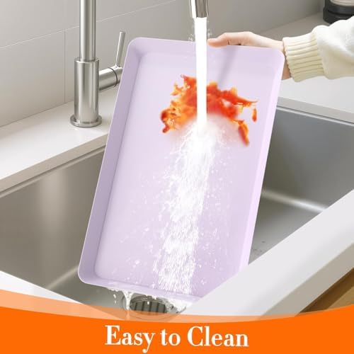 WOWBOX 6 pcs Serving Tray for Entertaining, Serving Platters for Snacks, Fruit, Cookies, Dessert, Reusable Plastic Trays for Serving Food and Pantry Organization in Kitchen & for Parties, (Purple)