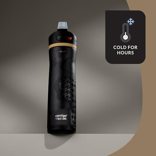 Contigo x Ally Love Ashland Chill 2.0, Stainless Steel, Spill Proof Water Bottle with AutoPop Easy Lean Lid, BPA Free, 24oz, Licorice