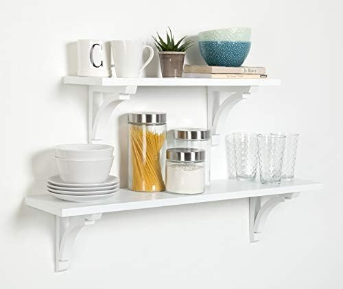 Kate and Laurel Corblynd Traditional Wood Wall Shelf, 36 inches, White