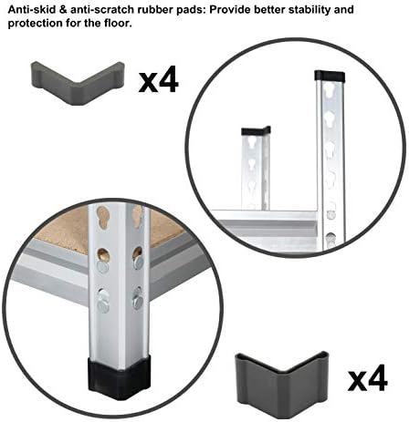 Amazon Basics 5-Tier Medium Duty Garage Shelving Unit, Sturdy Adjustable Storage Shelves, Easy to Assemble, 48" x 18" x 72", Aluminum