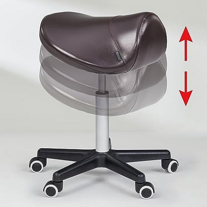 Master Massage Ergonomic Saddle Chair-Saddle Stool- Hydraulic Swivel Rolling Chair-Salon Clinical Tattoo Dentist Clinic Stool, Spas, Salons Stools, Workshop Office-Coffee