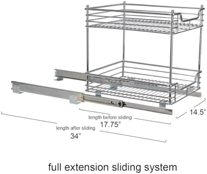 Household Essentials Chromed Steel 2-Tier Artisan Pull-Out Organizer