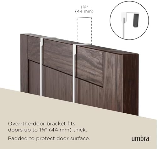 Umbra Estique Over the Door Organizer, 5-Hook Steel, Small, White/Natural