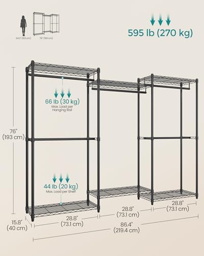 SONGMICS Closet Organizers and Storage, Clothes Rack with Shelves