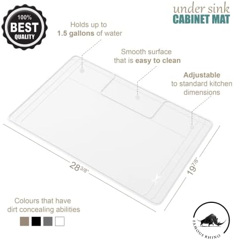 Original Under Sink Mat - Adjustable Silicone, Waterproof Vanity Mat - 28" x 19" or Smaller