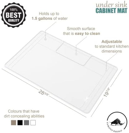 Original Under Sink Mat - Adjustable Silicone, Waterproof Vanity Mat - 28" x 19" or Smaller