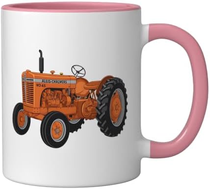 Vintage Allis-Chalmers WD 45 Classic Tractor Ceramic Mug, Pink/White, 11oz