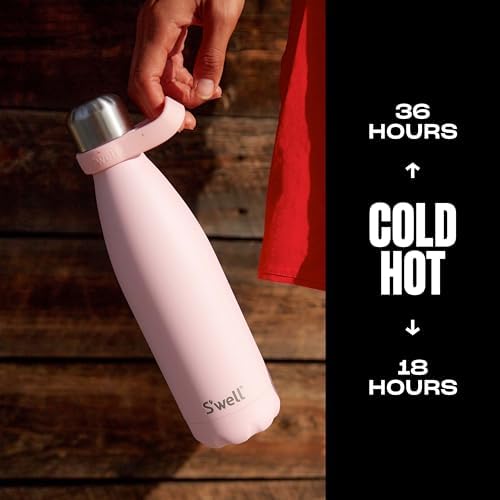 S'well Stainless Steel Water Bottle - 17 Fl Oz - Pink Topaz - Triple-Layered Vacuum-Insulated Containers Keeps Drinks Cold for 36 Hours and Hot for 18 - BPA-Free - Perfect for the Go