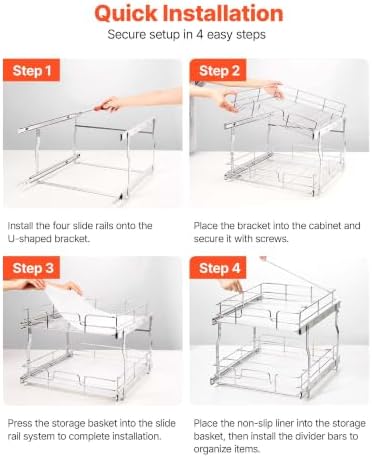 VEVOR 2 Tier Pull Out Cabinet Organizer 16.97"W x 21.22"D Slide Out Drawers